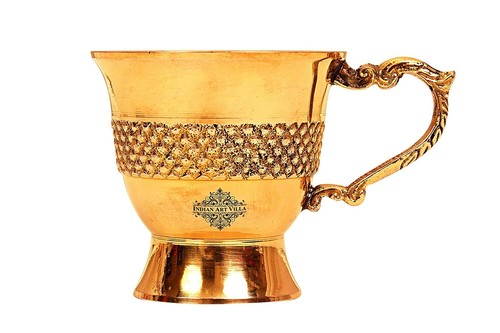 Designer Brass Tea Cup Serving Tea Tableware Gift Item Volume 100 ML Set Of 6 - Picture 3 of 5