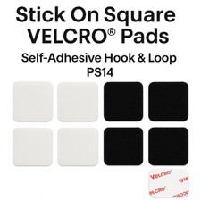 VELCRO® Sticky Pads – Square Hook & Loop – PS14 Adhesive – Black or White