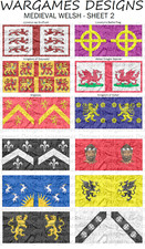 10 mm mittelalterliche walisische Flaggen - Blatt 2 - Hecht & Schotte, NEBEL, DBR, Impuls, Barock
