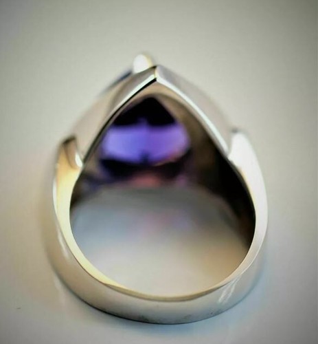 3CT Trillion Lab Created Blue Tanzanite 14K White Gold Plated Men's Cluster Ring - Picture 4 of 6