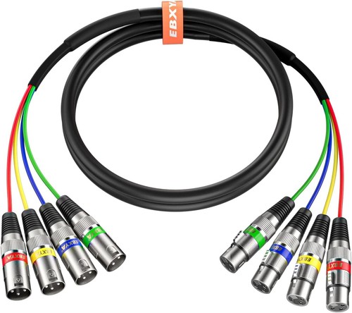 3ft 4-Channel XLR Snake Cable, Color-Coded Male to Female Mic Connection - Picture 3 of 8