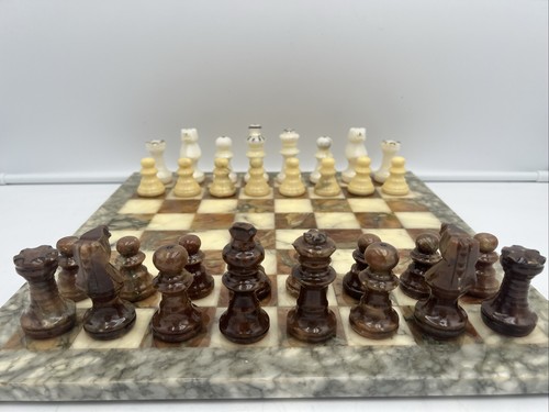 Vintage geschnitzte echte Alabaster Marmor Schachfiguren Italien ca. A. & A. - OHNE BOARD - Bild 6 von 11