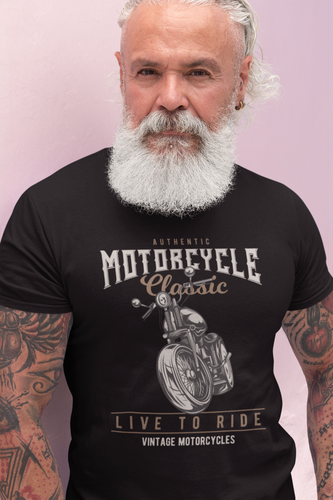 Classic Motorcycle Live To Ride T Shirt - Vintage Motorbike Shirt, Biker T Shirt - Picture 2 of 5