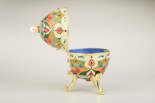 Musik große Faberge Eierschmuckdose handgefertigt von Keren Kopal österreichische Kristalle - Bild 5 von 10