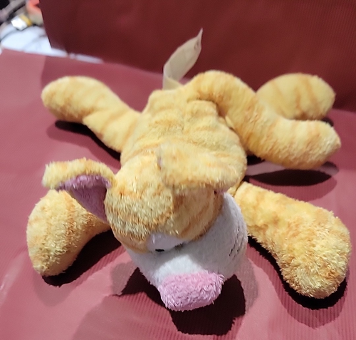 Vtg Cuddle Factory TABBY Orange Stripes Cat Kitten Bean Bag Plush Pink Nose Ears - Picture 3 of 8