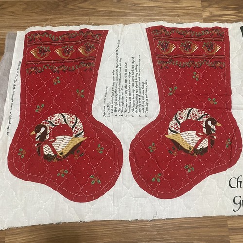 Vintage Weihnachtsstrumpf Punze Wamsutta schneiden und nähen gesteppt 2er Set - Bild 2 von 9