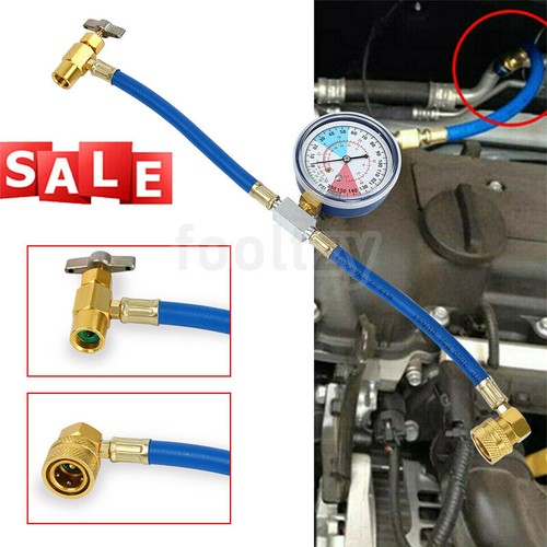 Car AC Aircon R134A Air Conditioning Top Up Topup Refill Recharge Hose Gas Kit - Picture 3 of 11
