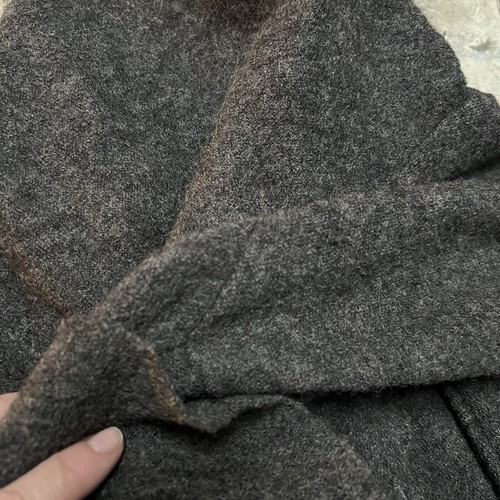 Fenn Wright Manson Gray Boiled Wool Ruffle Cardigan Sweater Wrap Tie Waist Sz M - Picture 6 of 7