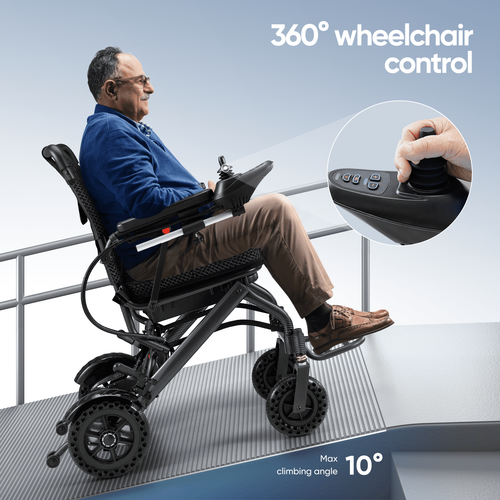 Lightweight 38Lb Foldable Electric Wheelchair Intelligent 300Lb All Terrain FDA - Picture 6 of 19