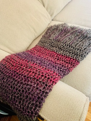 Throw Blanket Pink Purple Grey Afghan Handmade NWOT Afghan READY TO SHIP - Picture 1 of 5