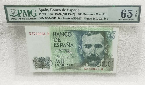 Spain, Banco de Espana P#158a 1979 (ND 1982) 1000 Pesetas PMG 65 EPQ Gem UNC - Picture 1 of 4