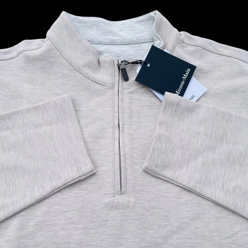 Mizzen+Main Sweater ProFlex Quarter Zip Pullover Khaki/Beige Size XL $138 - Picture 2 of 7