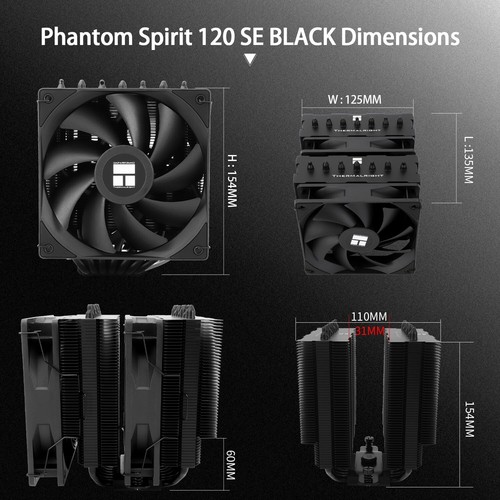 Thermalright Phantom Spirit 120SE 7HP Cooler Dual TL-C12B V2 PWM AM4/AM5/LGA1851 - Picture 6 of 12