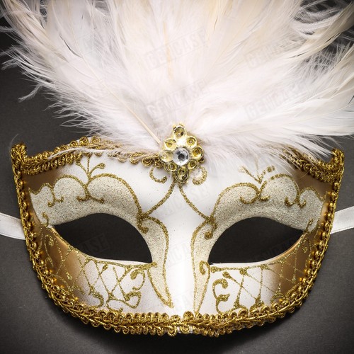 Women's Feather Masquerade Mask Venetian Eye Mask for Party Dance Ball Prom - 第 32/32 張圖片