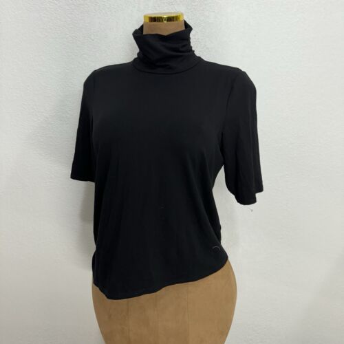 Eileen Fisher Black Stretch Mock Neck Tee Shirt Womens Size PL Casual Top $140 - Picture 13 of 16