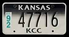 1992 KANSAS COMMODITY COMMISSION IRP SEMI GRAPHIC LICENSE PLATE " 47716 "  KCC 