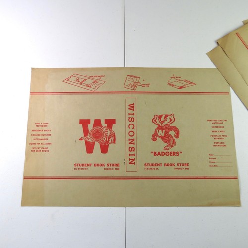 University of Wisconsin Madison Badgers Paper Book Covers 1950s - Lot of 16 - Picture 5 of 5