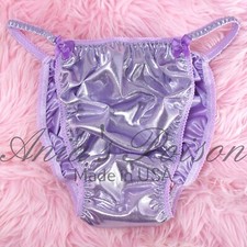 Satin Foil Panties for MEN - Lilac Purple Sissy shiny soft string bikini S-2XL