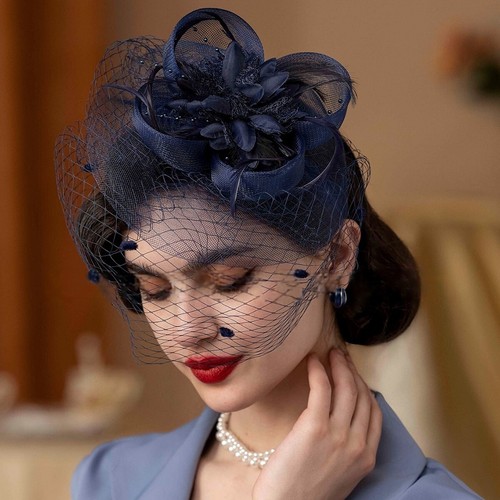 Feder Frauen Fascinator Hut Blume Haarspange Kirche Hochzeit Party Kopfbedeckung - Bild 1 von 33