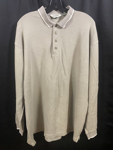 Vintage Y2K Reebok Golf Gray Long Sleeve Polo Rugby Shirt Coach Preppy Mens Larg