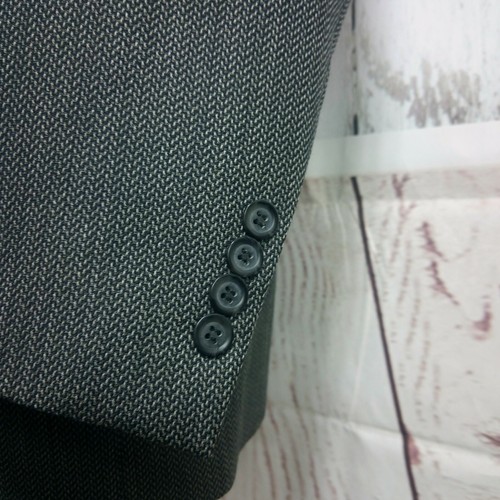 Andrew Fezza 38S 3 Button Gray Black Herringbone Suit Blazer Sports Coat - Picture 3 of 8