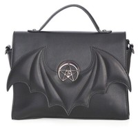 Banned Schultertasche Dreamcatcher Bat Gothic Fledermaus Pentagramm Okkult