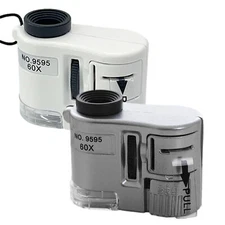 60X Handheld Mini Pocket Microscope Loupe Jeweler Magnifier With LED UV Light