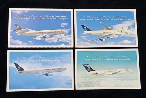 Saudi Arabia Airlines 4 Different Airplane Pictures Postcard