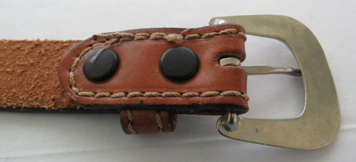 Unbranded Youth Light Brown Leather Belt Silver Tone Buckle 32 1/2" Long - Picture 3 of 8