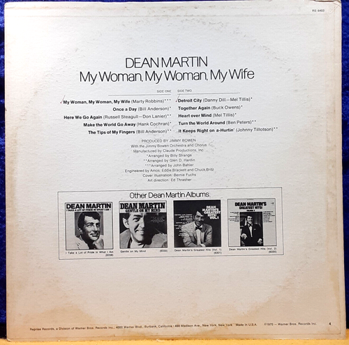 "My Woman, My Woman, My Wife"; Dean Martin; Reprise; RS 6403; 1970; EX - Foto 2 di 4