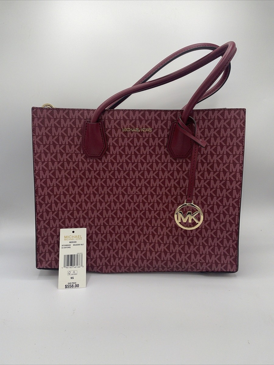 Michael Kors Mercer Large Convertible Tote Crossbody Mulberry Signature MK eBay