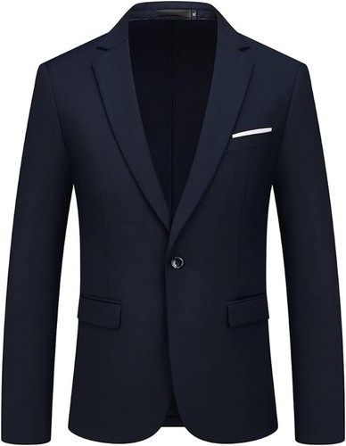Mens Suits 2 Piece Slim Fit Casual One Button Solid Suits for Mens Business Med - Picture 2 of 8