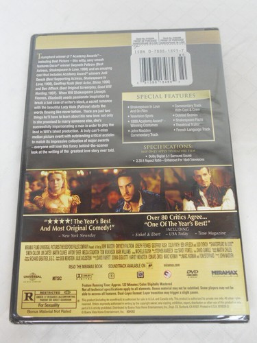 Shakespeare In Love (DVD, 2011) Gwenyth Paltrow, Joseph Fiennes - Picture 2 of 3