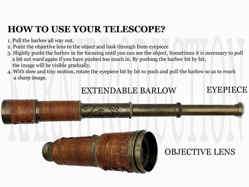 ANTIGUO TELESCOPIO DE LATÓN MARINO DE CUERO NÁUTICO PIRATA DE COLECCIÓN TELESCOPIO - Imagen 3 de 8