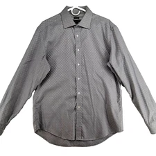 Pronto Uomo Non Iron Men's Size L Gray Cotton Long Sleeve Casual Shirt