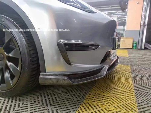 For Tesla Model Y Body Kits Real Carbon Front Rear Bumper Side Skirts Spoiler - Picture 15 of 18