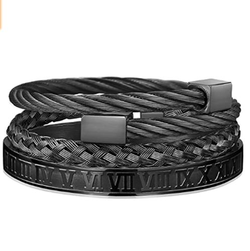 NEU Luxus Herren Armband Set König Krone Römisch Zahlen Armreif Armband Schmuck - Bild 69 von 84