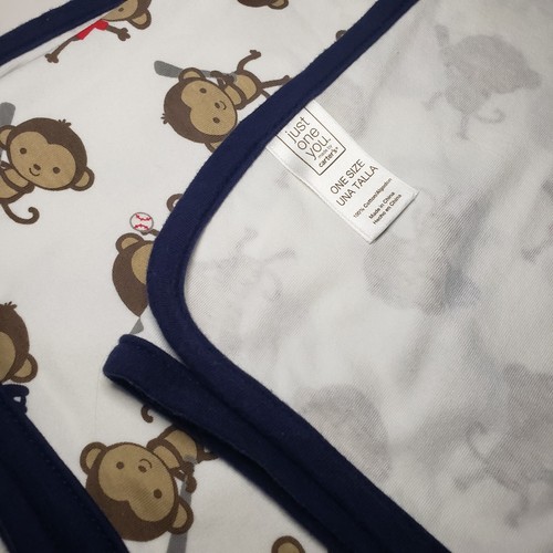 Carters Just One You Monkey Lovey Cotton Jersey Receiving Blanket Baseball 30x34 - Picture 3 of 3