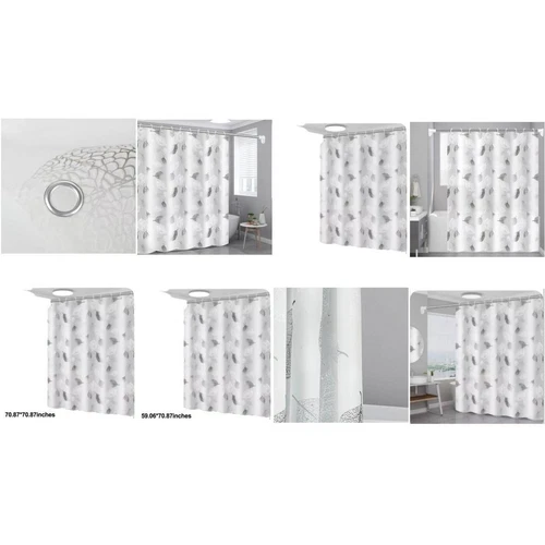 Sophisticated Opaque LEAF PRINTED shower curtain made of peva material - Picture 11 of 14