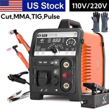 Air Plasma Cutter+Glove,Cut/TIG/MMA/ Pilot Arc 110/220V Non touch Cutter Machine