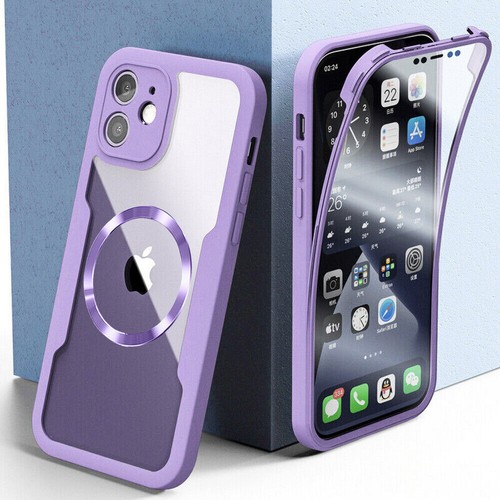 2in1 Full Coverage Clear Case Screen Protector For iPhone 16 15 14 13 12 MagSafe - Picture 53 of 60