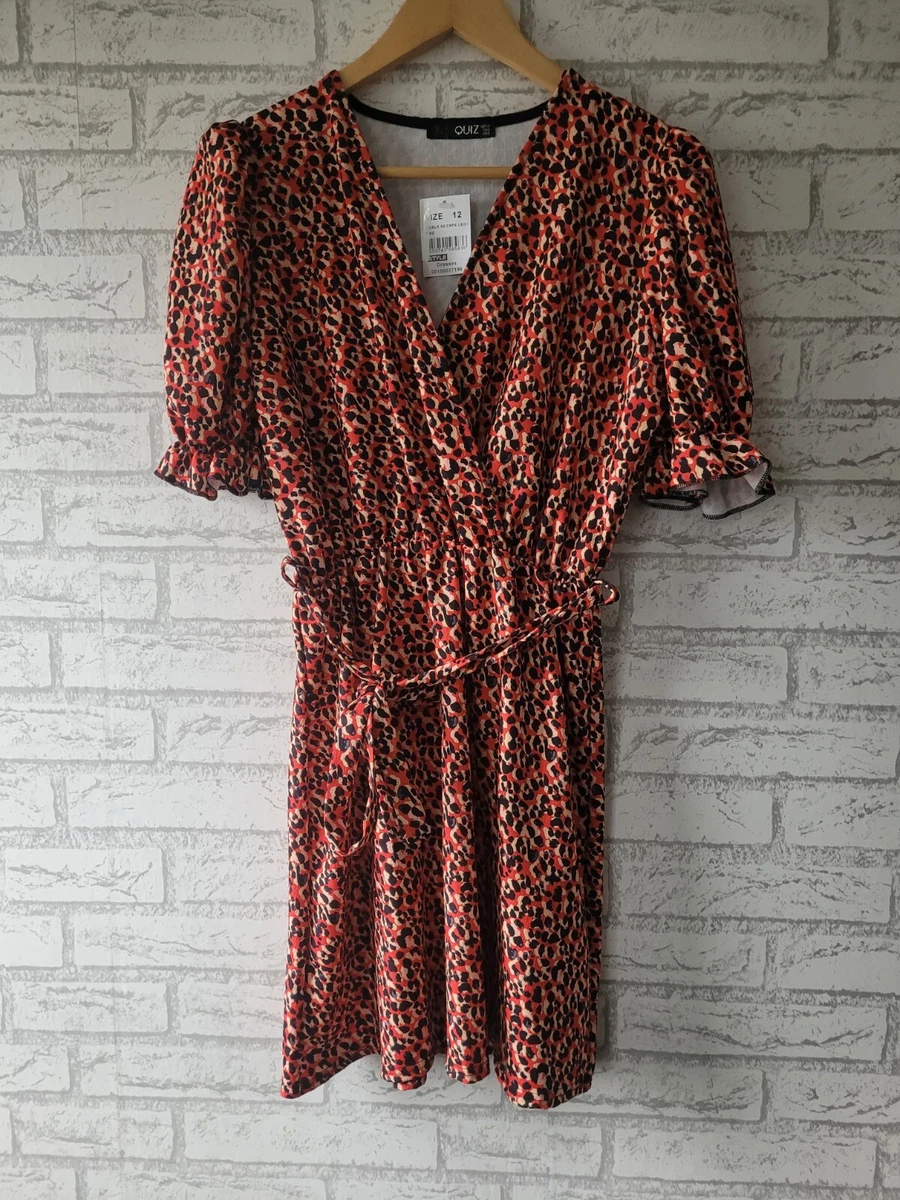 Quiz red and black leopard hotsell print dress