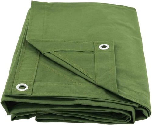 12' x 16' Green Canvas Tarp 12oz Heavy Duty Water Resistant - Picture 2 of 10