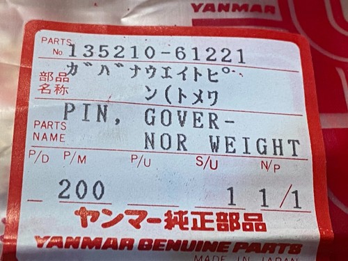 2 x Yanmar Genuine Part 135210-61221 Pin Gov Weight S165 - Foto 3 di 5