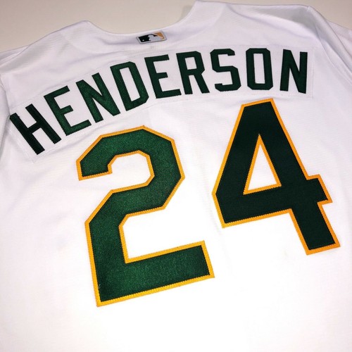 RICKEY HENDERSON 1989 WORLD SERIES OAKLAND A's MAJESTIC JERSEY COOL BASE MEDIUM - Picture 4 of 6