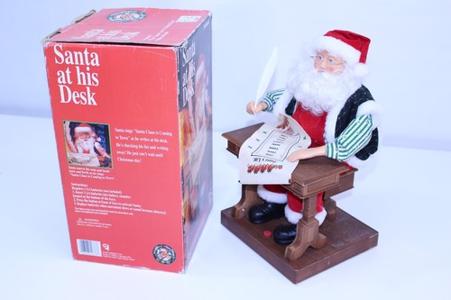 Vintage Gemmy Babbo Natale alla sua scrivania animato movimento natalizio Motion-ette 1994 - Foto 6 di 16