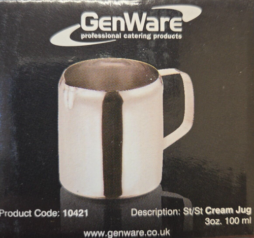 Jarra de leche crema 3 oz 100 ml Genware acero inoxidable paquete de 6 - Imagen 2 de 5