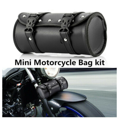 Motorcycle Cruiser Tool Bag Fork Barrel Shape Handlebar Front Black Ebay