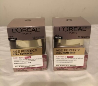 2X L'Oreal Paris Age Perfect Rosy Tone Mask Cell Renewal AHA Imperial Peony1.7oz