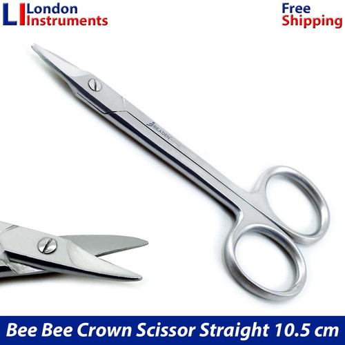Bee Bee Crown Scissors Straight 10.5 cm Serrated Tips Surgical Instruments New - Picture 1 of 5
